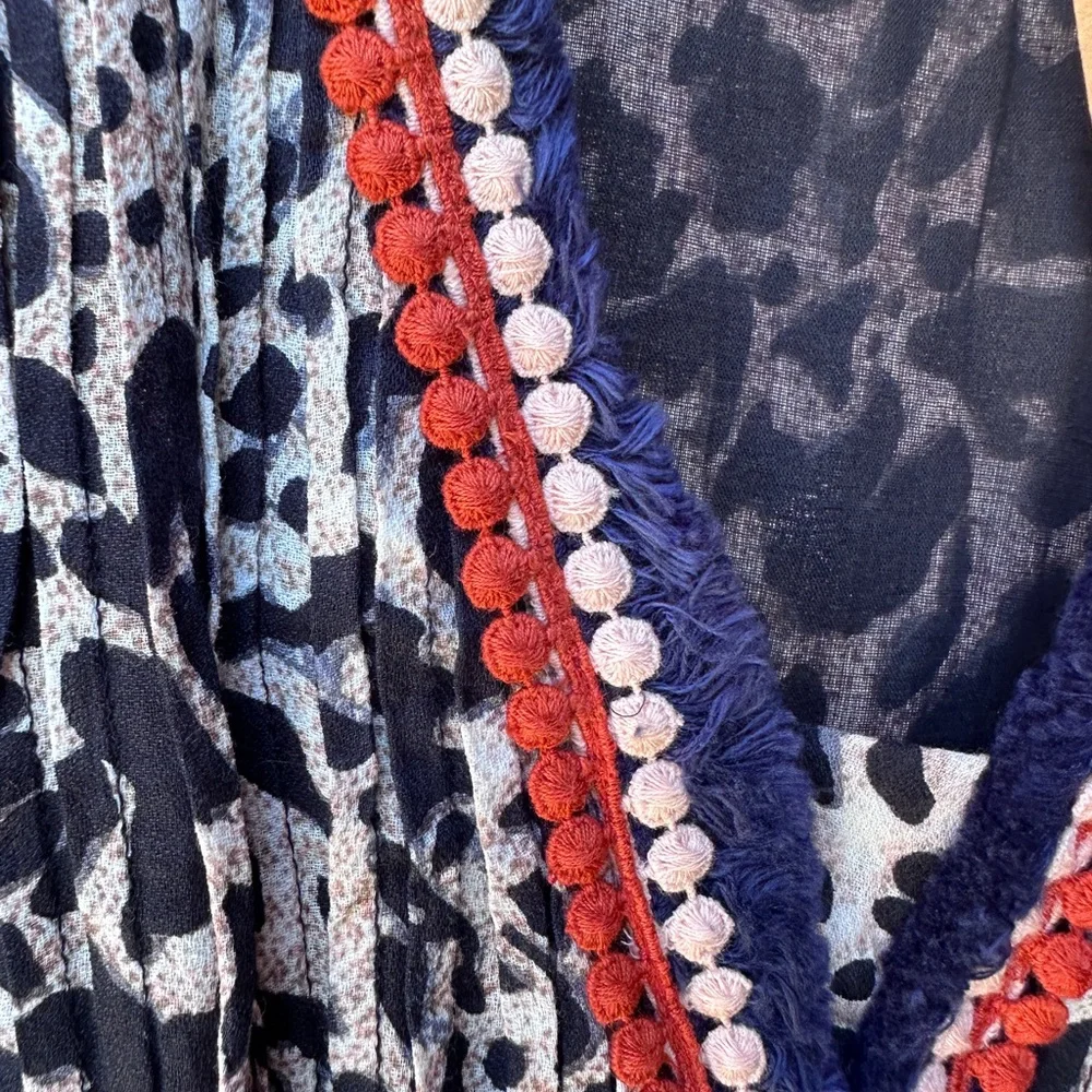 THML dress navy/cream/orange woman’s size small - Picture 3 of 5